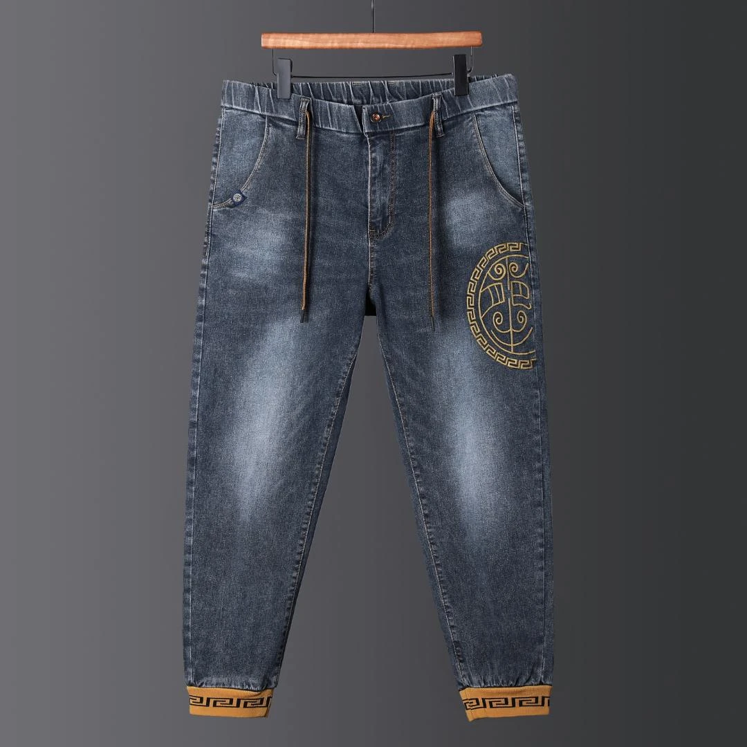 LIUGEJIA/六个加秋季大码束脚裤弹力潮流百搭休闲牛仔裤款号5888