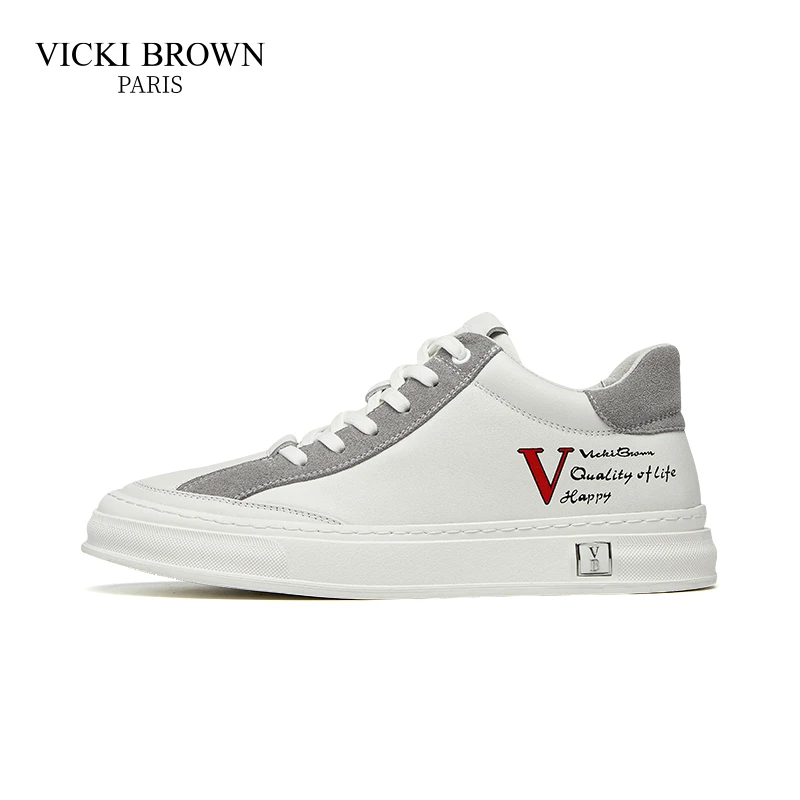 VICKI BROWN官方正品新款男鞋小白鞋时尚百搭低帮潮鞋休闲真皮鞋
