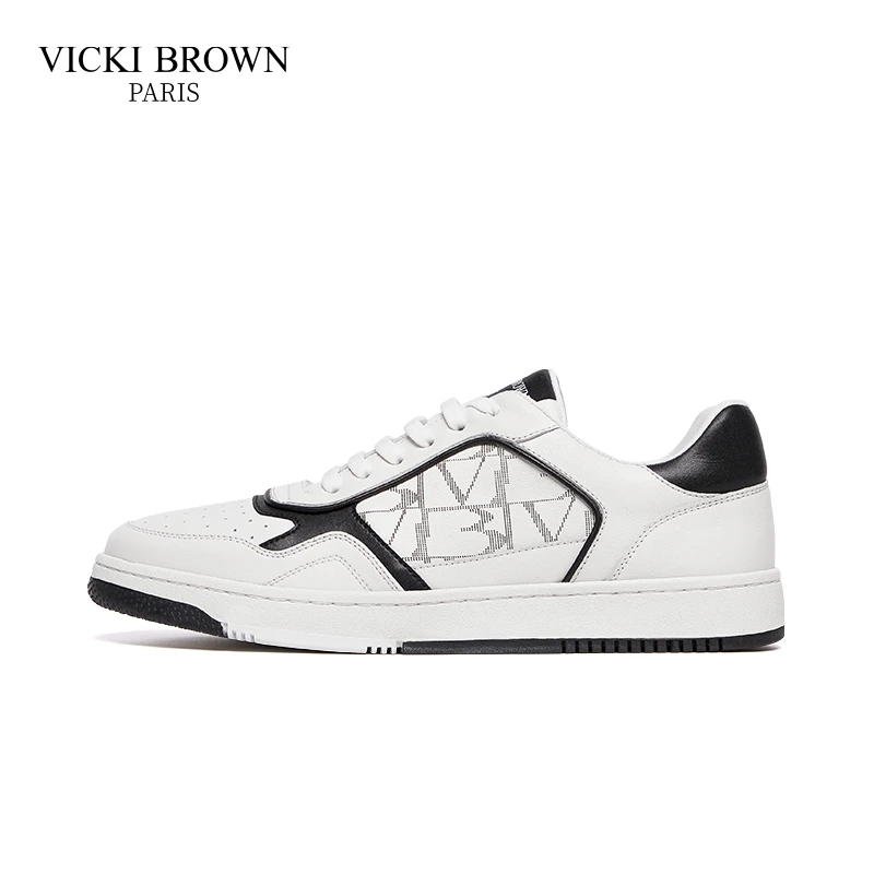 VICKI BROWN法式轻奢板鞋 秋季时尚潮流小白鞋男款百搭休闲男鞋子