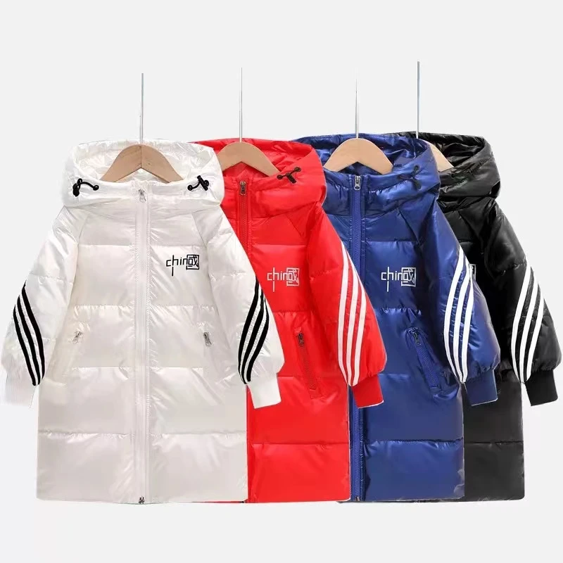 长款中国羽绒服简单大方男童羽绒服女童羽绒服潮流韩版简约中大童