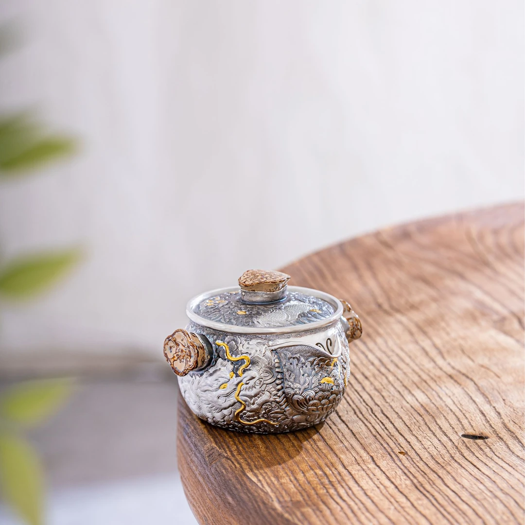 蜂鸟工坊 传承者 漆把漆钮錾刻龙穿万花宝瓶盖碗  SWA18066