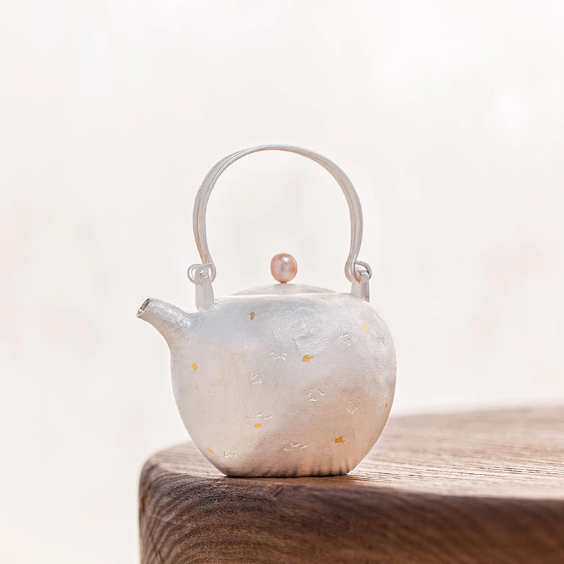 蜂鸟工坊 素小姐 手工艺品 洒金双把提梁银壶 SXJA1008