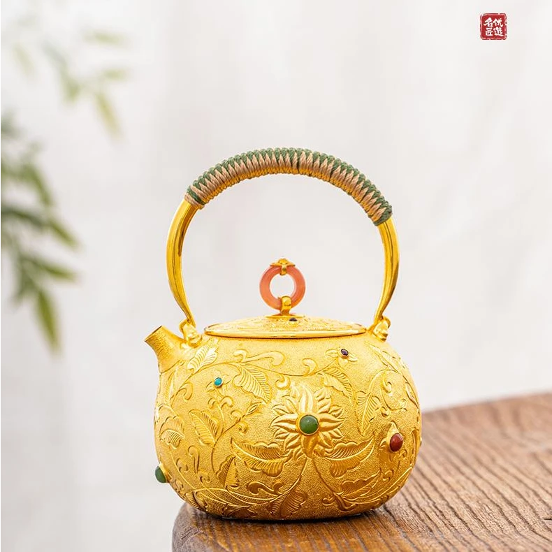 蜂鸟工坊 名匠优选 卷草纹提梁银壶家用小泡壶 MJYXA2013