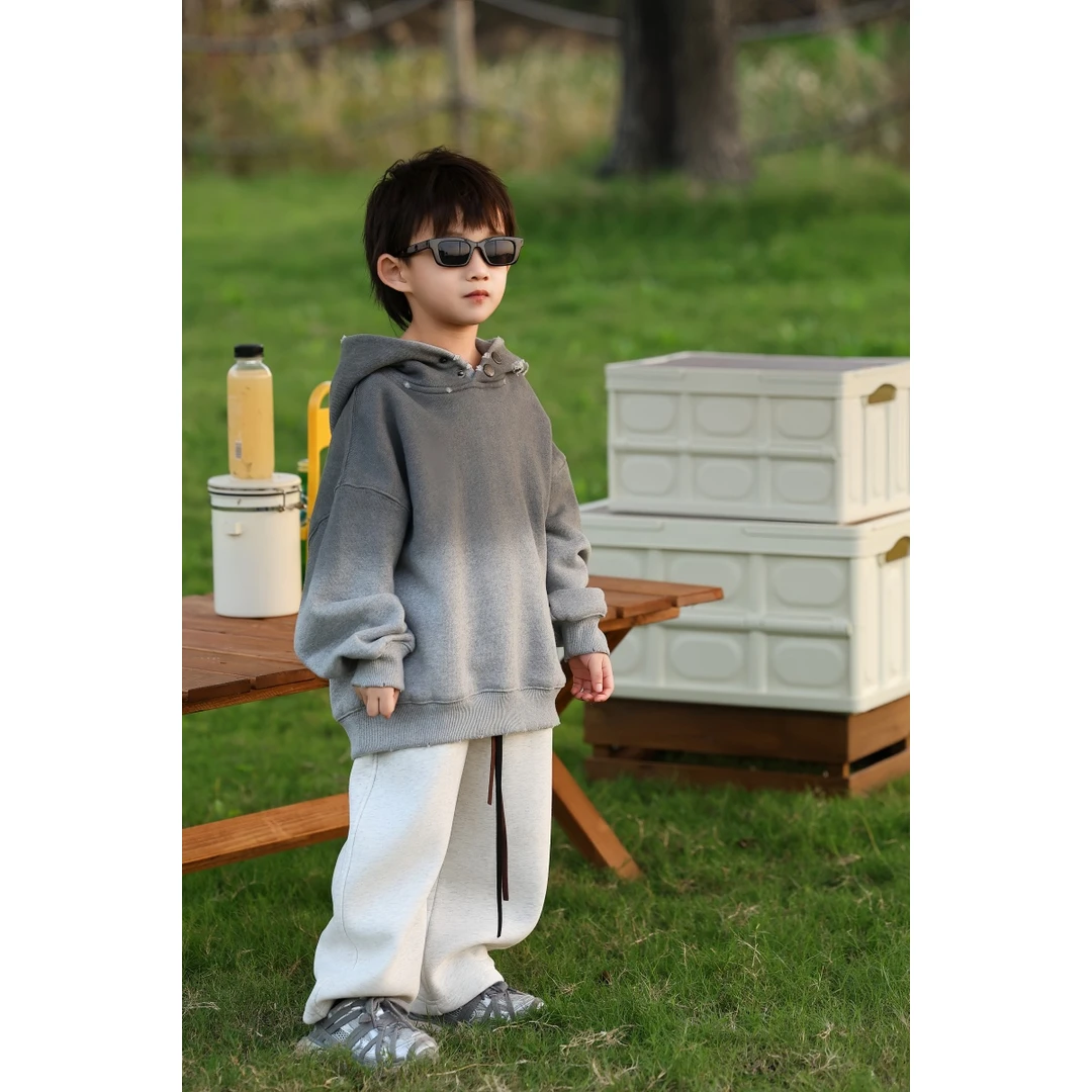 男童秋冬新款抓绒卫衣连帽百搭宽松韩版棉质舒适2024春季新款