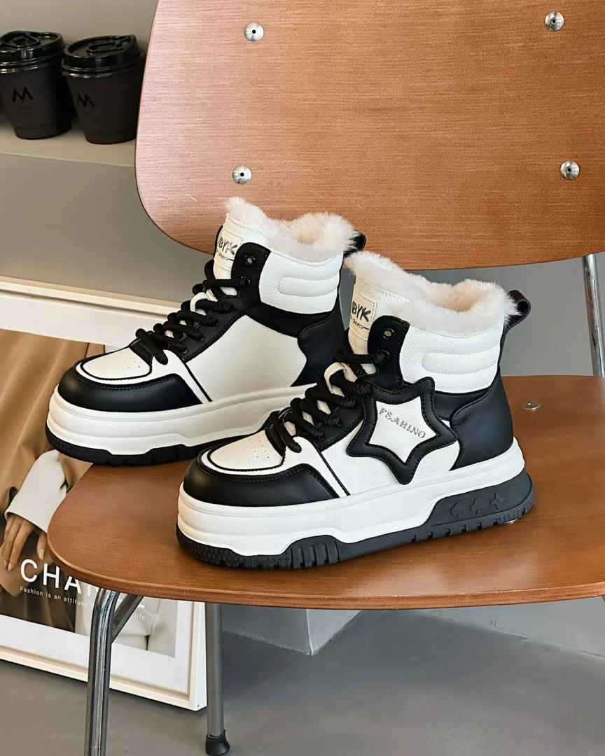7096 冬季新款高帮保暖加厚百搭休闲鞋
