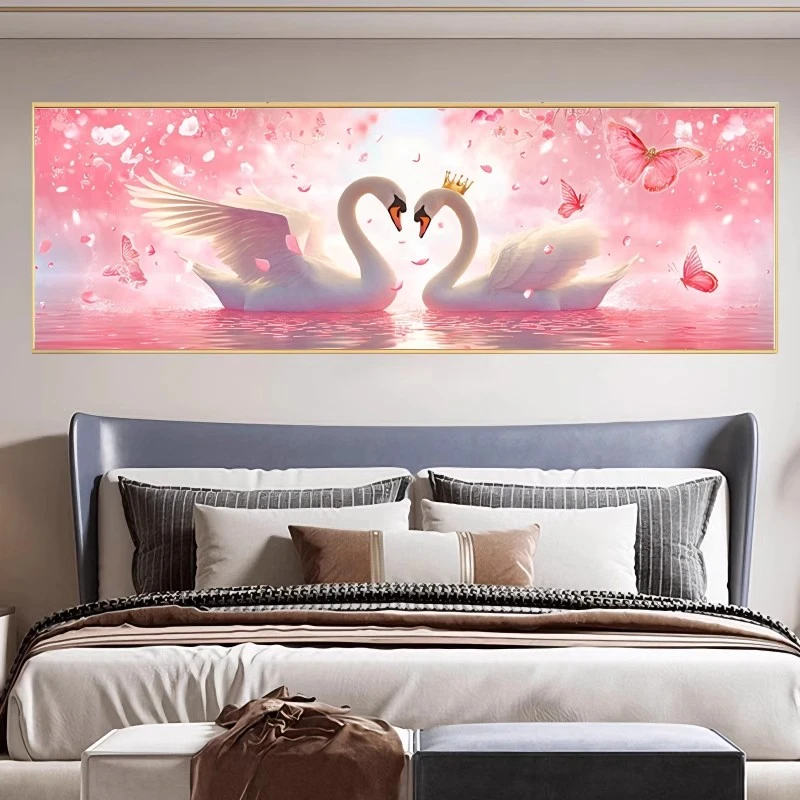 十字绣2025新款线绣情侣天鹅客厅卧室床头画简约温馨浪漫手工刺绣