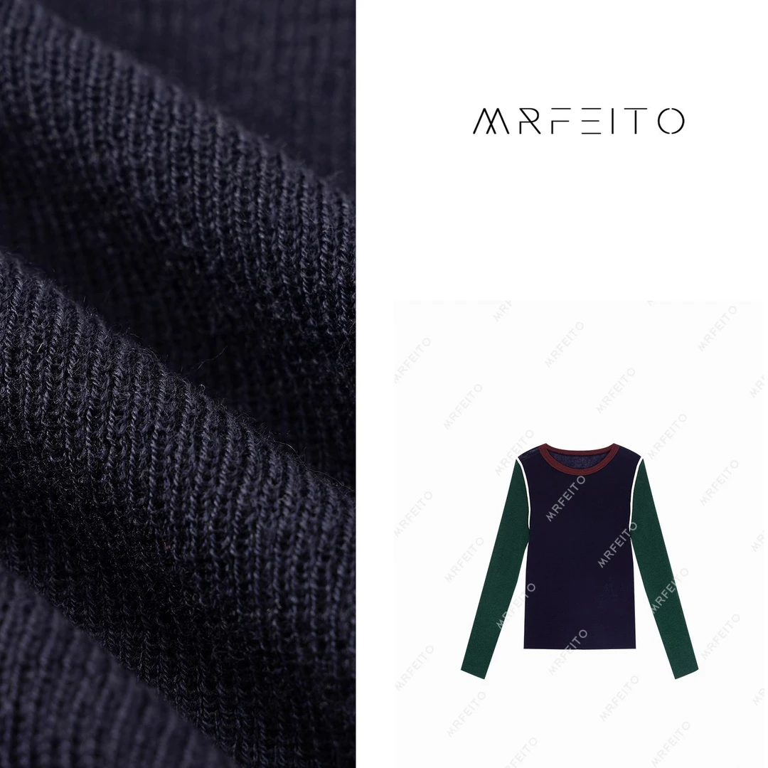 秋季新款时尚撞色长袖女士针织衫H869M01Q28009