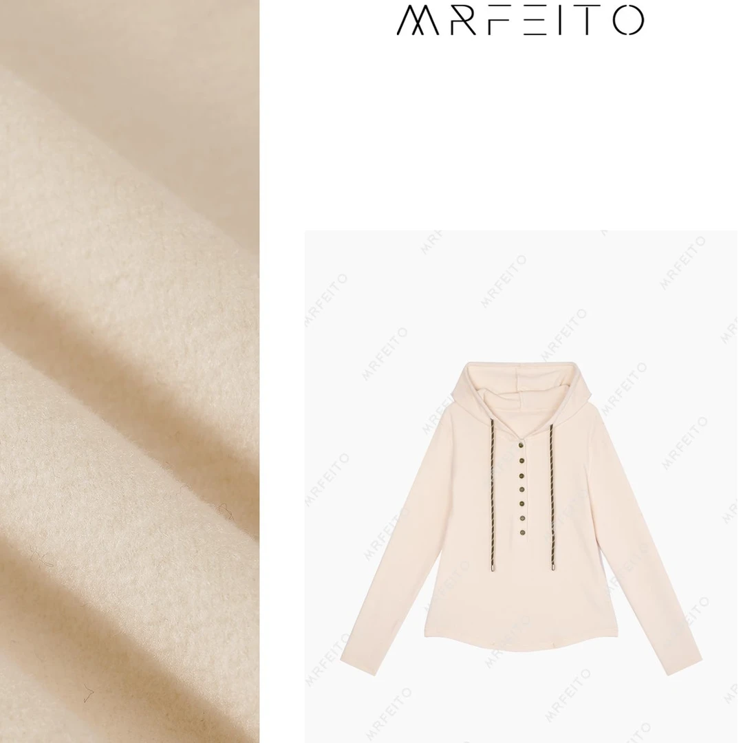 女士连帽抽绳多扣卫衣H16WY01Q27748