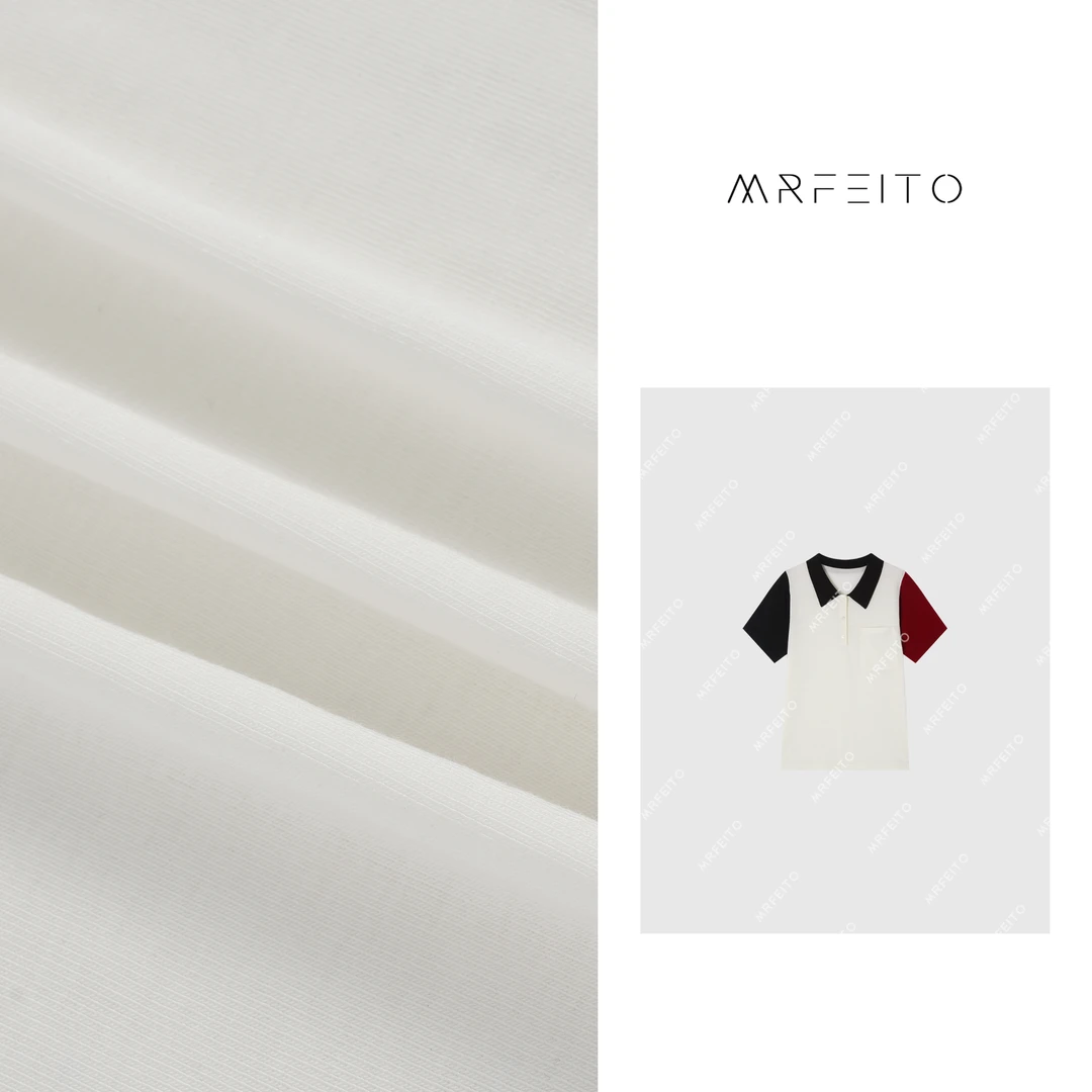 时尚翻领拼色针织短袖H836M01Q26647