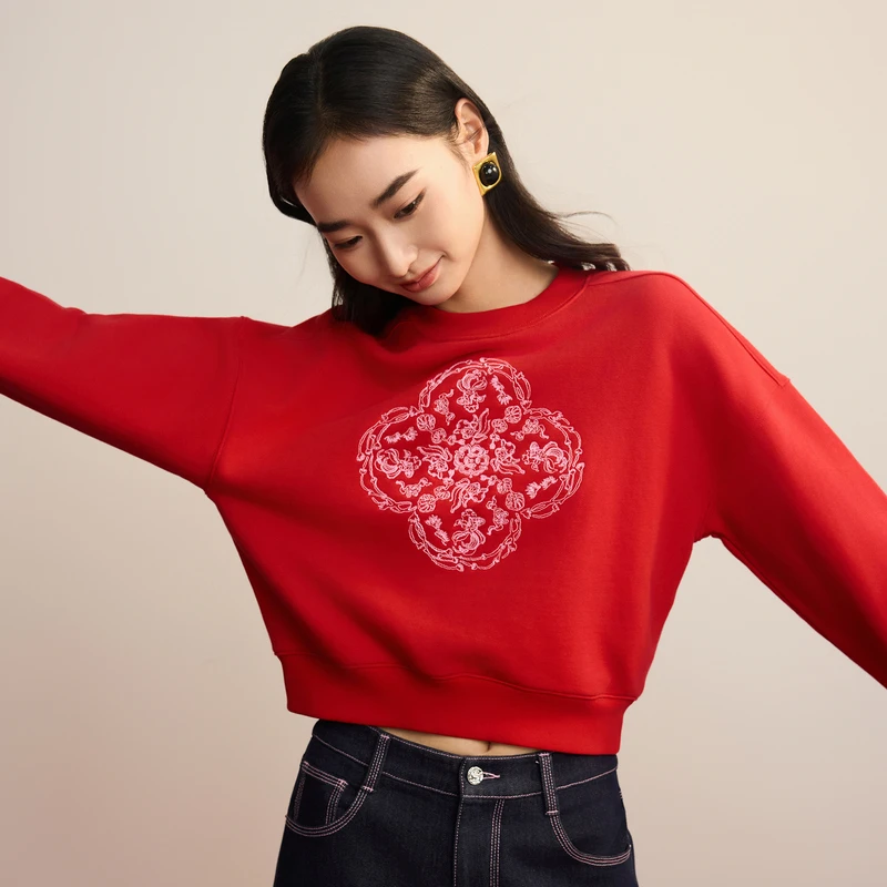 【氛围感国风】新中式刺绣卫衣复古甜美DOUBLOVE贝爱2025春季新款