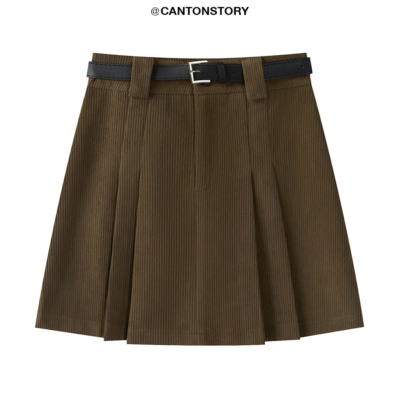 羊城故事 高腰设计感显瘦半身裙 Y23Y08x配皮带百褶半身裙x77260