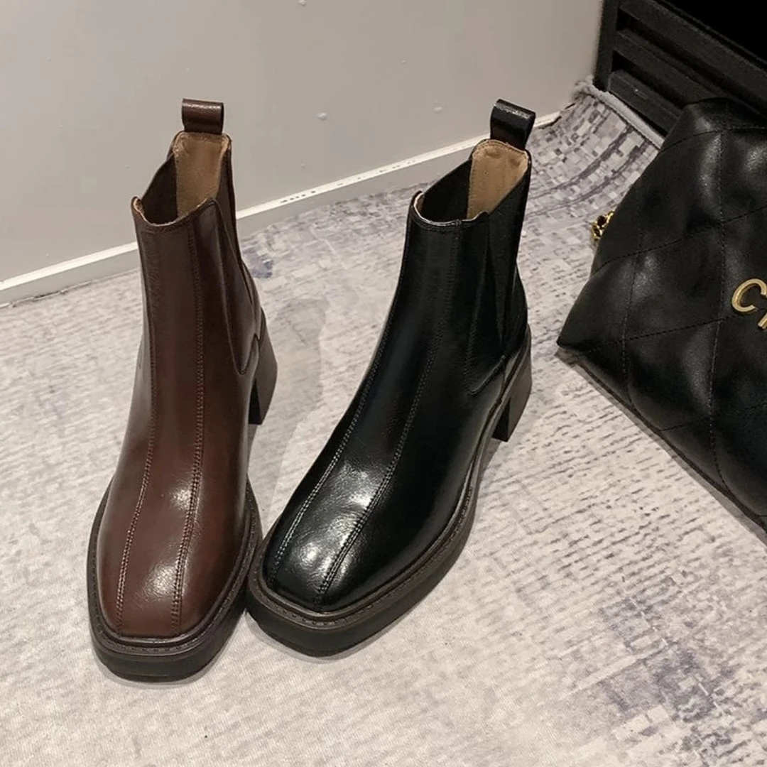 【朵苮品牌】厚底短靴女2024年秋季新款时尚复古风马丁靴防滑短筒靴