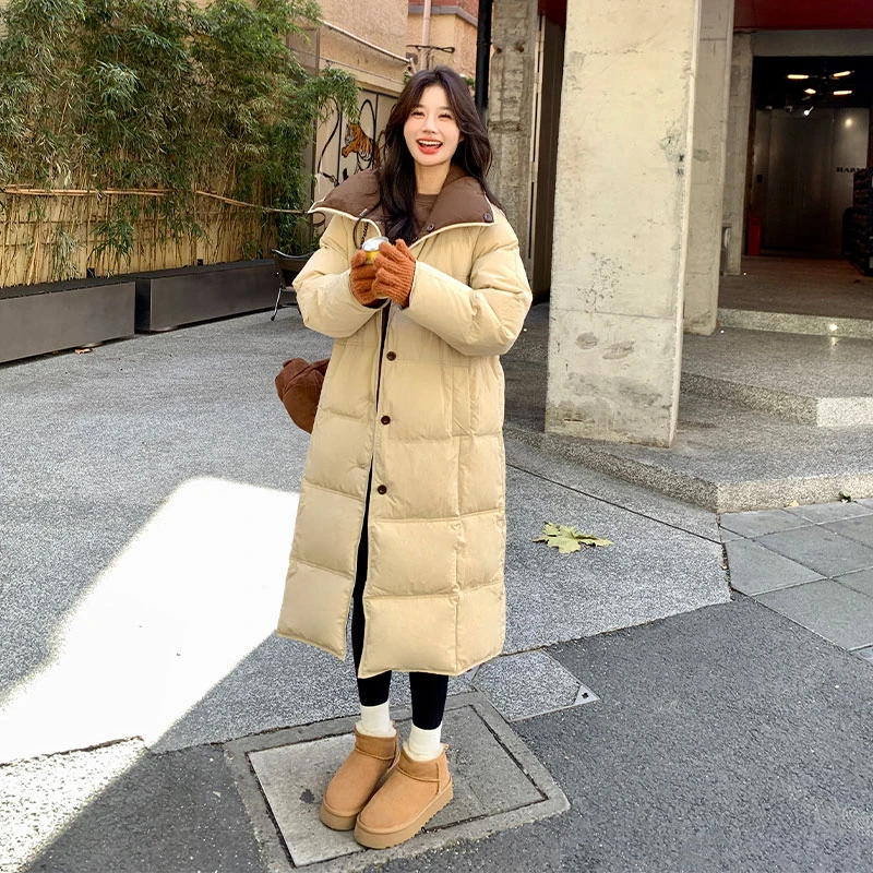 两面穿羽绒服女冬季2023年新款韩版宽松设计感保暖加厚长款面包服