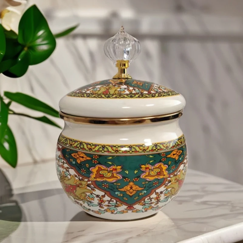 9CM俄罗斯花糖罐搪瓷珐琅储蓄罐家用带盖加厚储物罐拍一发二
