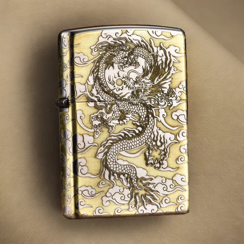 【老李鉴定】zippo打火机镀铬磨砂五面祥云龙正品防风火机DY9902DK