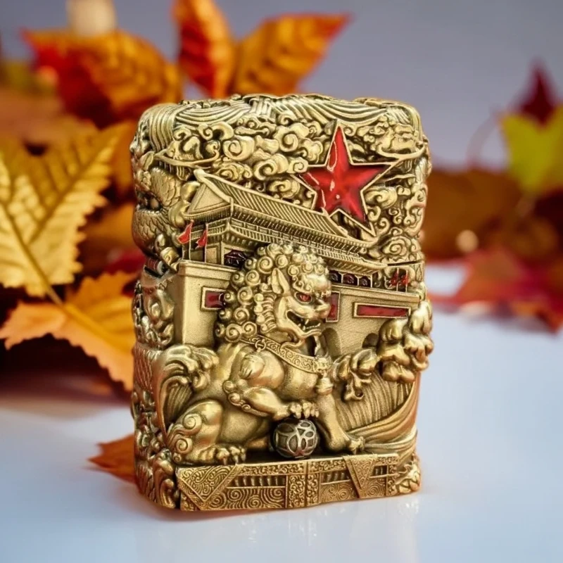 【CC】zippo打火机雄关万里浮雕贴章重甲套壳