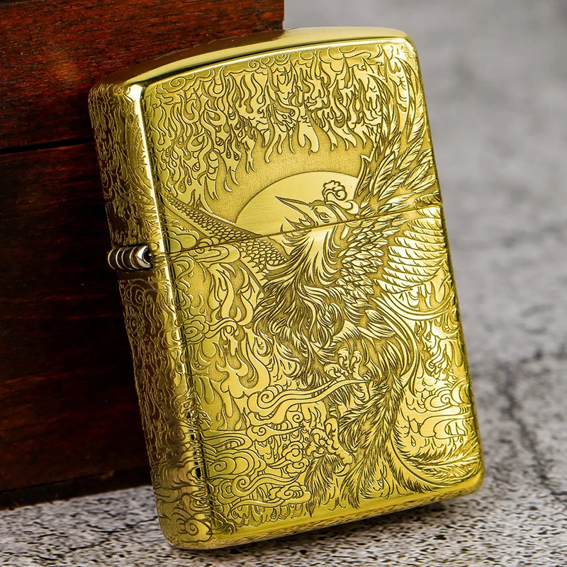 【老李推荐】zippo打火机纯铜盔甲5面深雕涅槃重生
