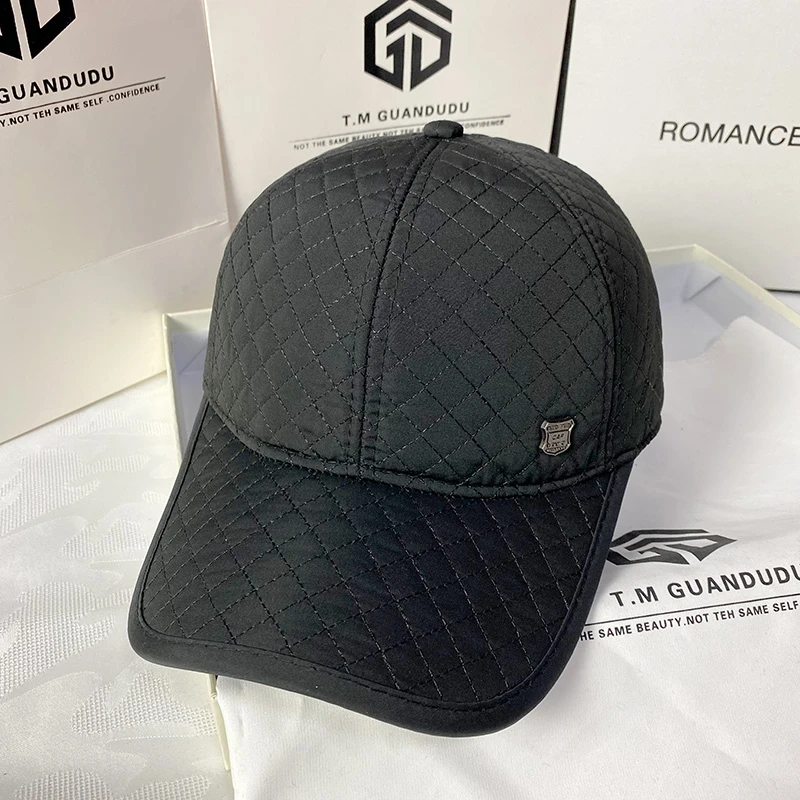 帽子男士秋冬防寒加绒加厚保暖棒球帽中老年人鸭舌帽时尚护耳冬帽