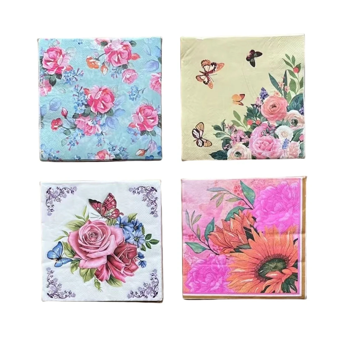 大鱼美居 印花餐巾餐桌家用双层纸巾厨房隔热清洁纸巾   餐厅摆件