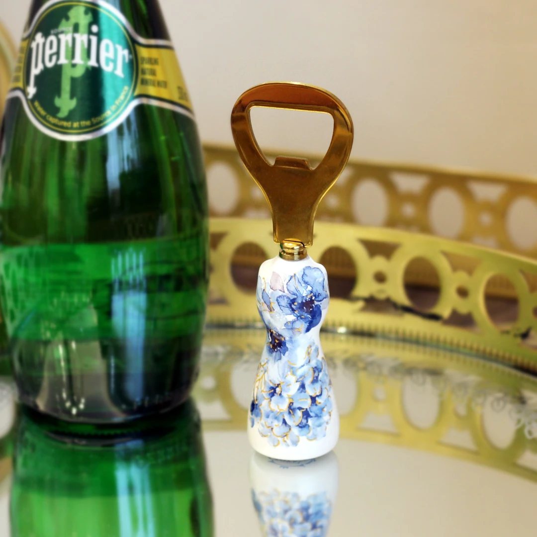 大鱼美居 珂莱斯欧式富贵蓝鸟白玉瓷开瓶器 汽水苏打水开瓶器摆件