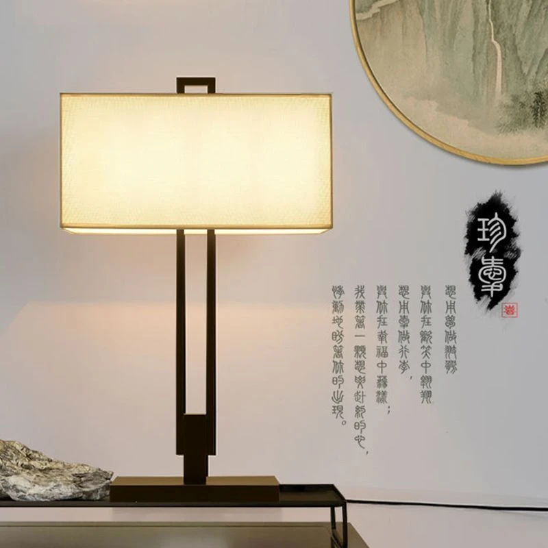 新中式台灯卧室床头灯简约现代客厅书房酒店房间复古铁艺装饰台灯
