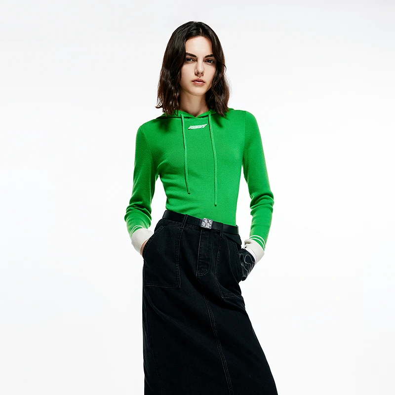 卡拉佛连帽针织衫100绵羊毛内搭毛衣打底234Q201