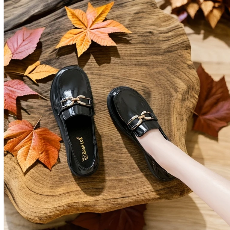 小皮鞋单鞋乐福鞋百搭复古英伦风春秋时尚春季粗跟厚底粗跟女单鞋