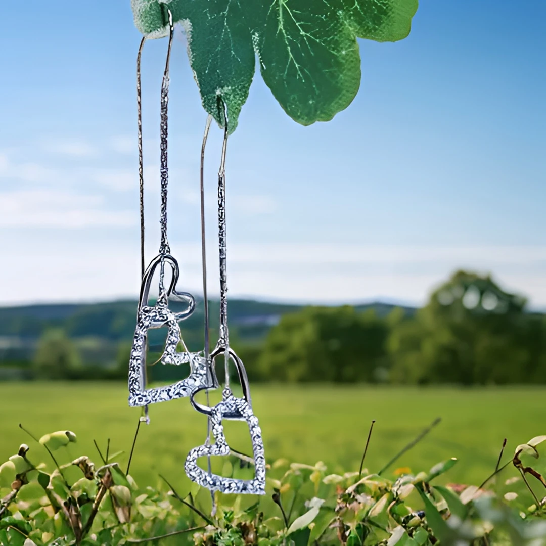 合金耳饰 芝倾200时尚素款长款气质耳环女心心相印设计感爱心耳线