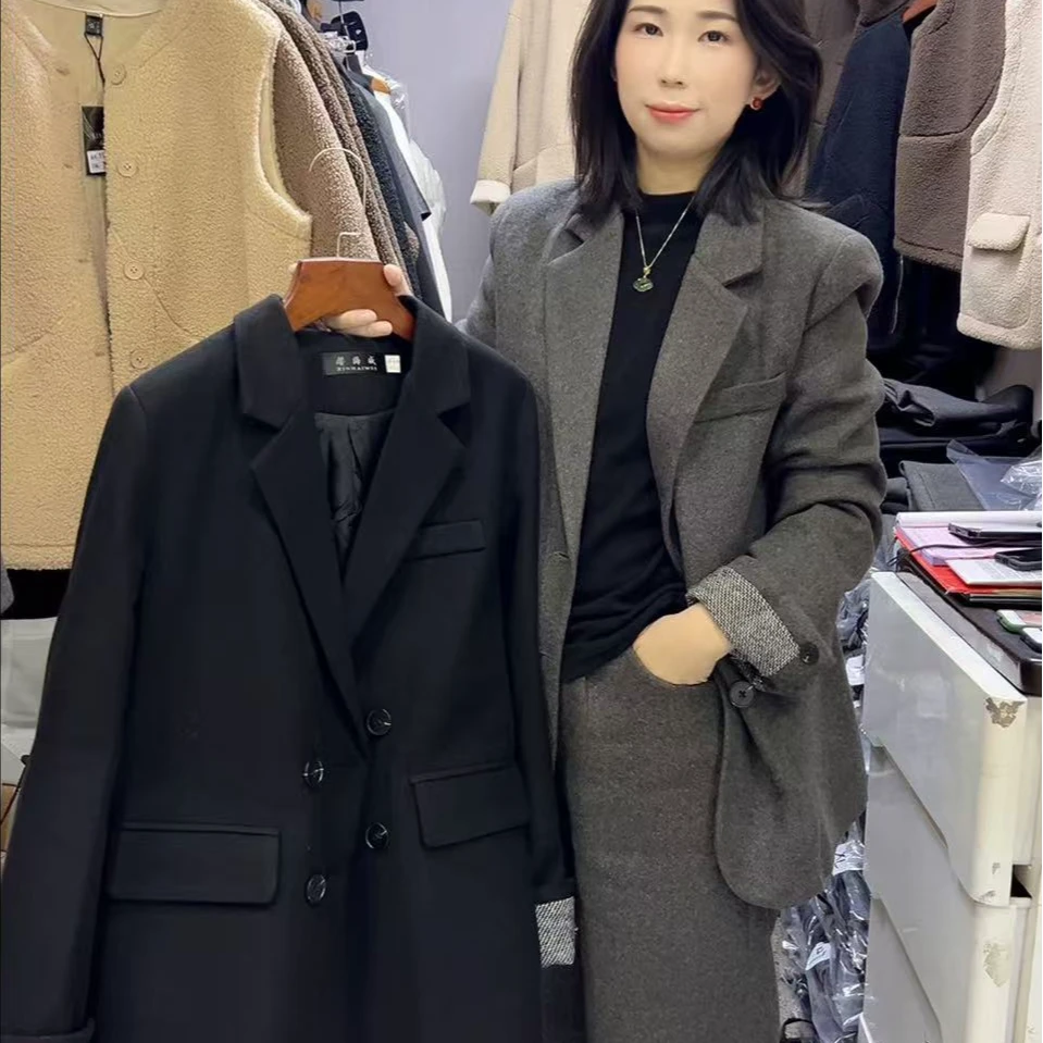 029款休闲毛呢外套..衣长70