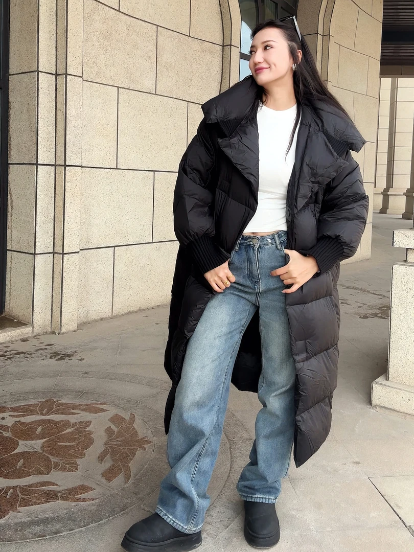 冬季休闲百搭羽绒服女款时尚中长款加厚保暖8818