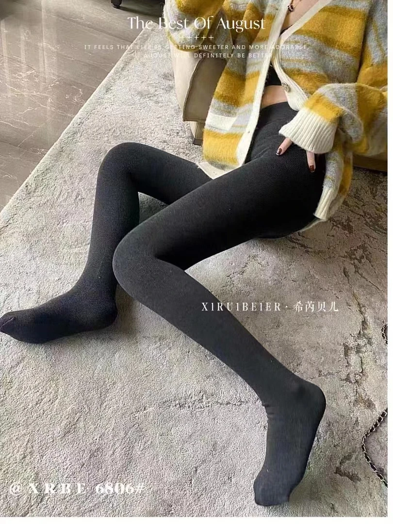 秋冬款韩系加绒百搭连脚袜裤