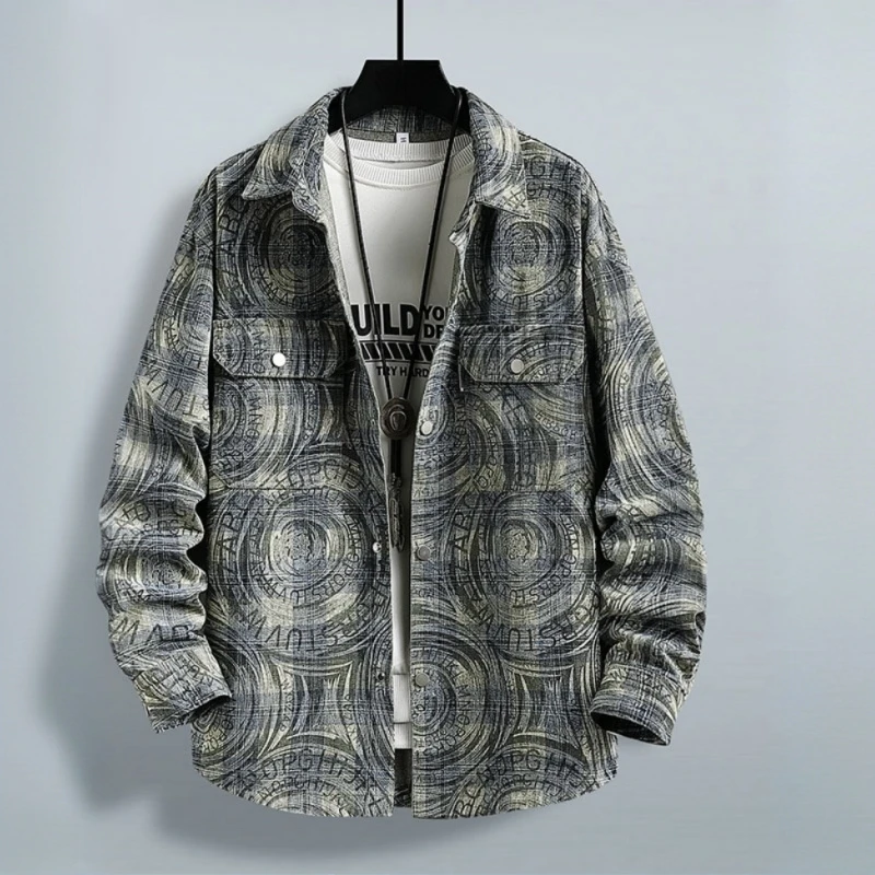 哈曼勒拿高级感春秋季复古休闲夹克男痞帅牛仔工装外套潮牌上衣