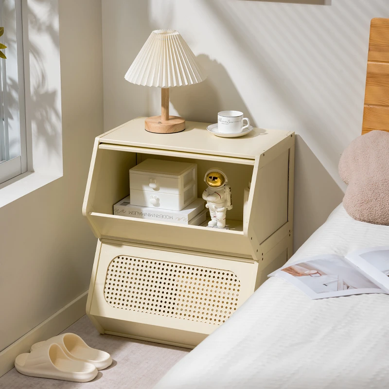 奶油风床头柜现代简约小型床边柜儿童卧室床头置物架收纳储物柜子