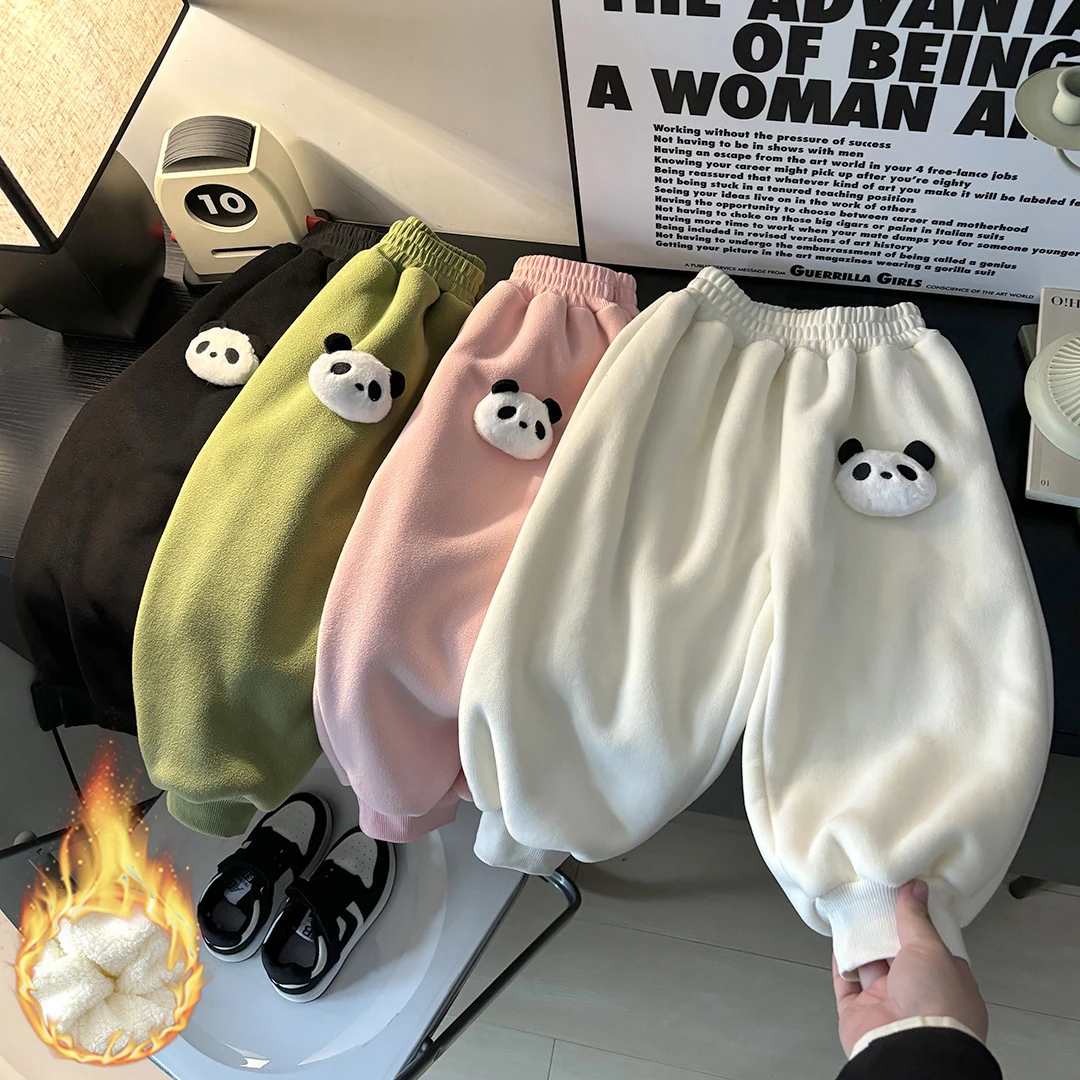 秋冬新款儿童加绒裤子秋冬男女宝宝加厚保暖休闲运动裤外穿长裤