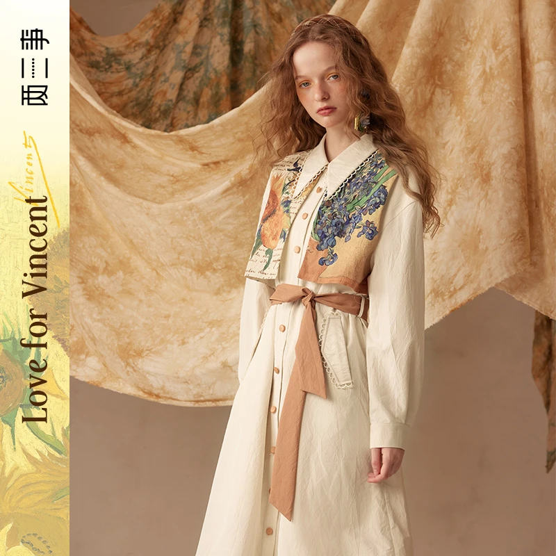 两三事天生艺术家 印花设计连衣裙女S23DLY013