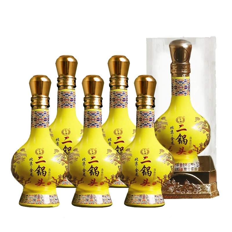 永丰牌北京二锅头金龙高度礼盒整箱装清香型白酒56度500ml*6瓶