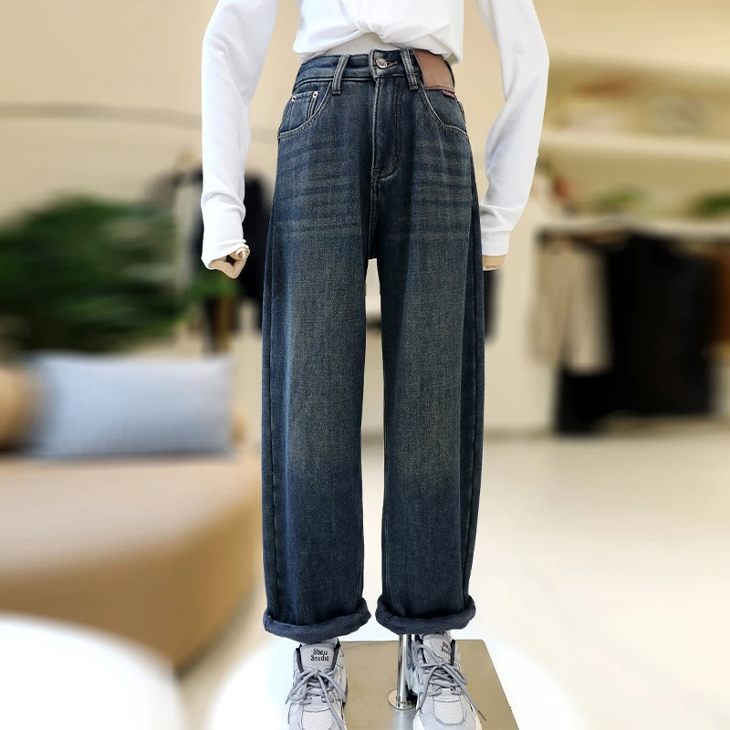 【ZAW】大码胖mm梨型身材老爹牛仔裤宽松直筒显瘦胖mm裤子#23773