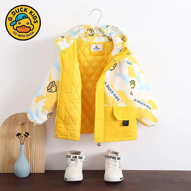 G.DUCKKIDS小黄鸭加棉加厚冲锋衣中大童保暖秋冬儿童