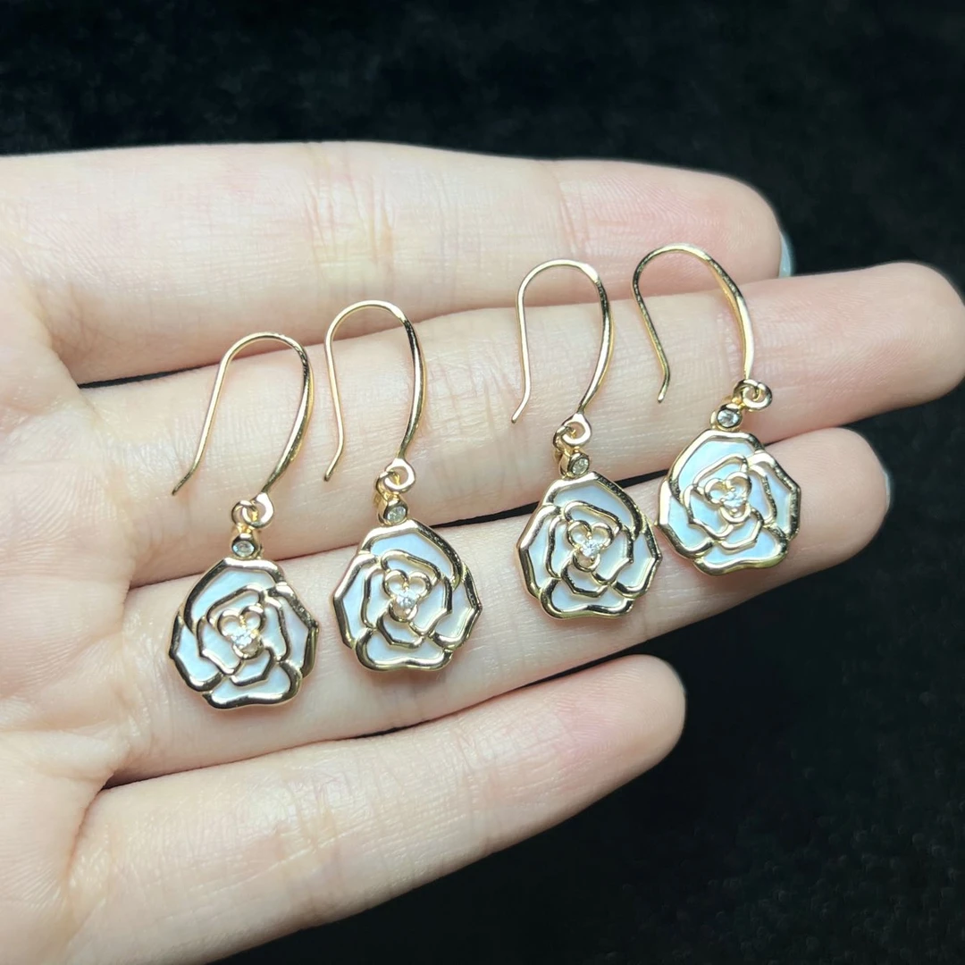 【小宝珠宝】13 T6814-S925银镶嵌贝母耳钩-多样性发一件-11x12x2mm