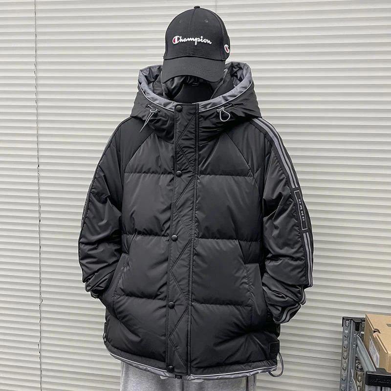 冬季断码羽绒服男潮牌2023厚冬条纹外套青少年东北初高中大学生冲