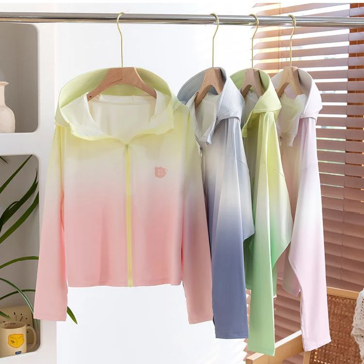 女童防晒衣夏季薄款2024新款儿童渐变色皮肤衣外套大童连帽防晒服