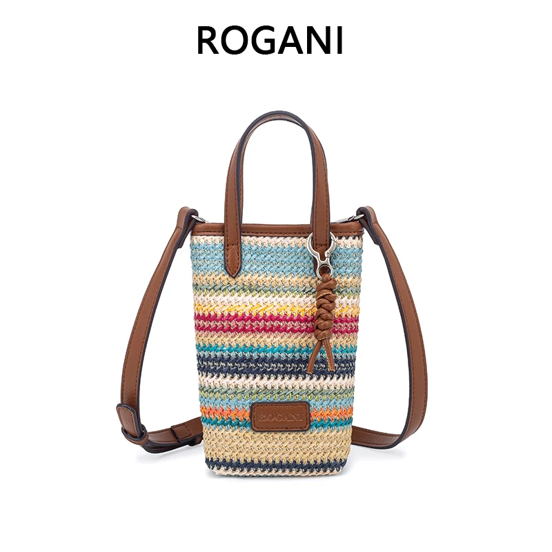 ROGANI时尚百搭小包包休闲潮流小众文艺单肩编织手机包