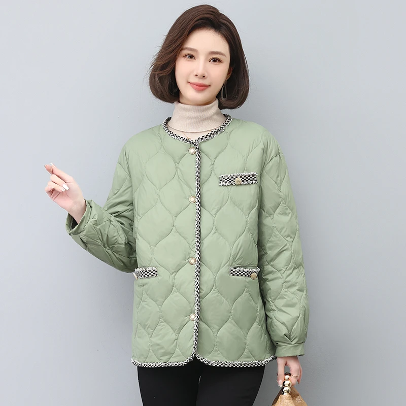 大码小香风棉服冬装外套洋气轻薄保暖冬保暖女士外套可内穿妈妈装