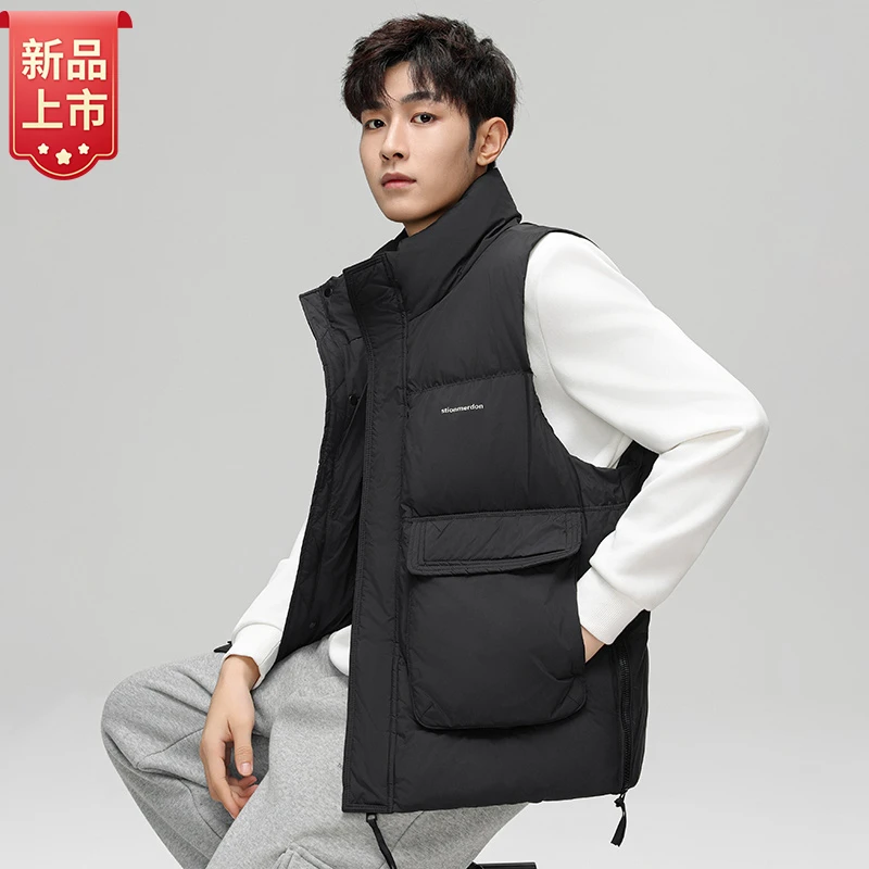 雅鹿优选秋冬时尚休闲工装羽绒马甲男士时尚保暖简单品牌外套御寒