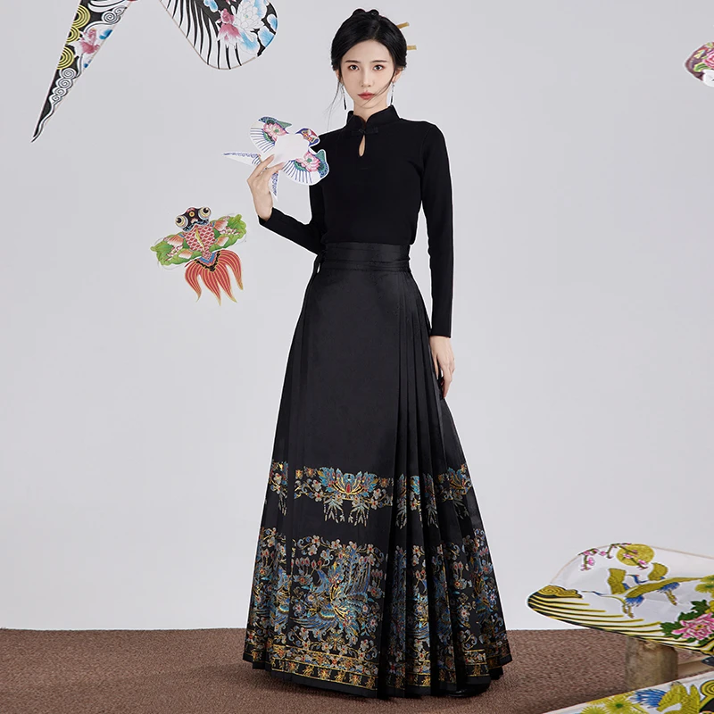 星河汉歌（翠羽）百褶国风日常明制古风汉服女装秋冬新款马面裙tz