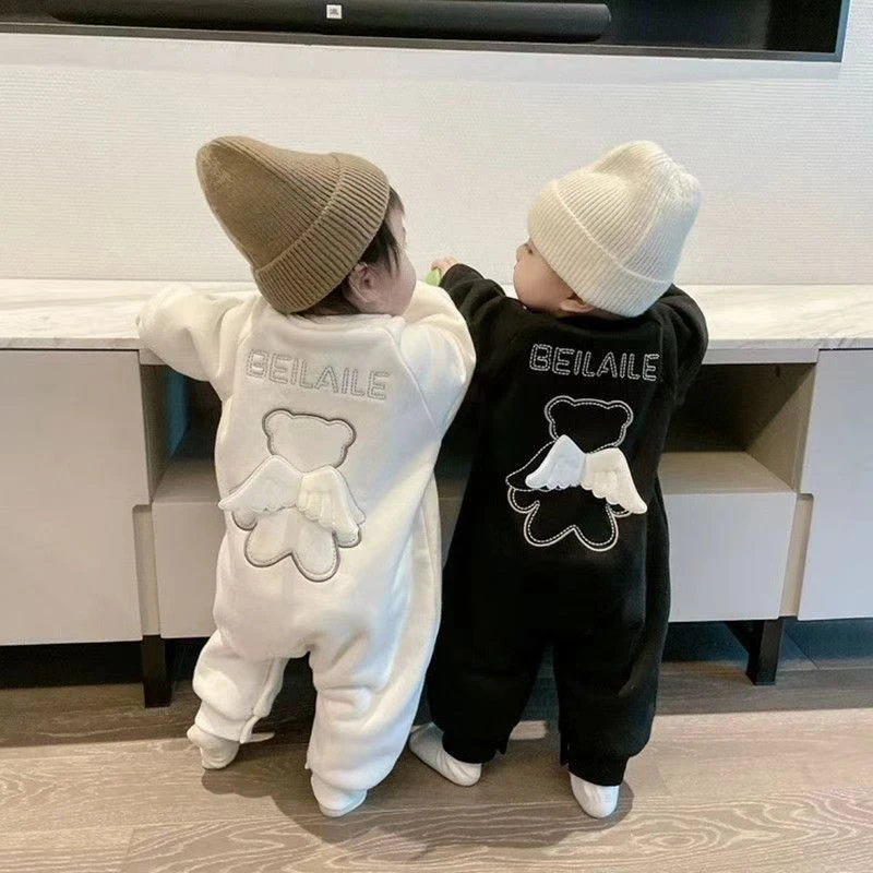 婴儿春季连体衣宝宝连体哈衣男外套爬服男女宝宝帅气外出哈衣爬服