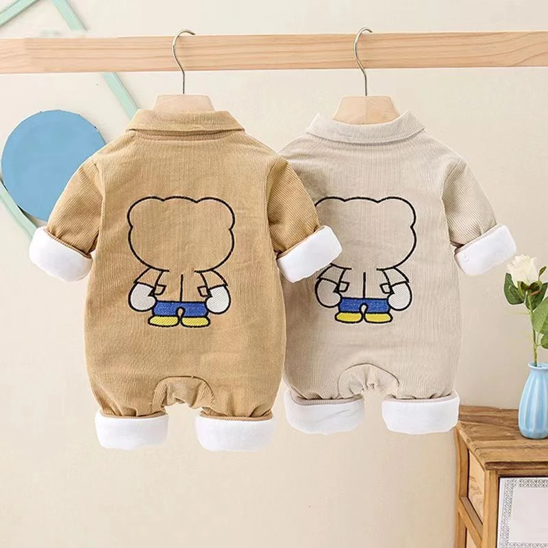 婴儿秋季哈衣超萌宝宝连体衣男女满月新生儿双层外出服春秋款爬服