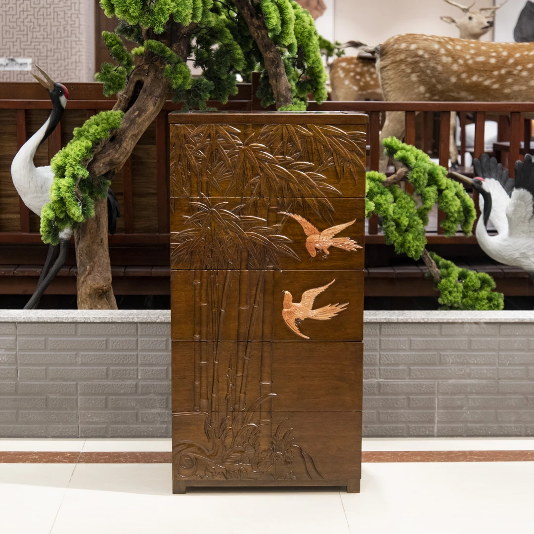 步步高五斗柜抽屉柜客厅收纳柜中式储物木质 尺寸:56*46*110