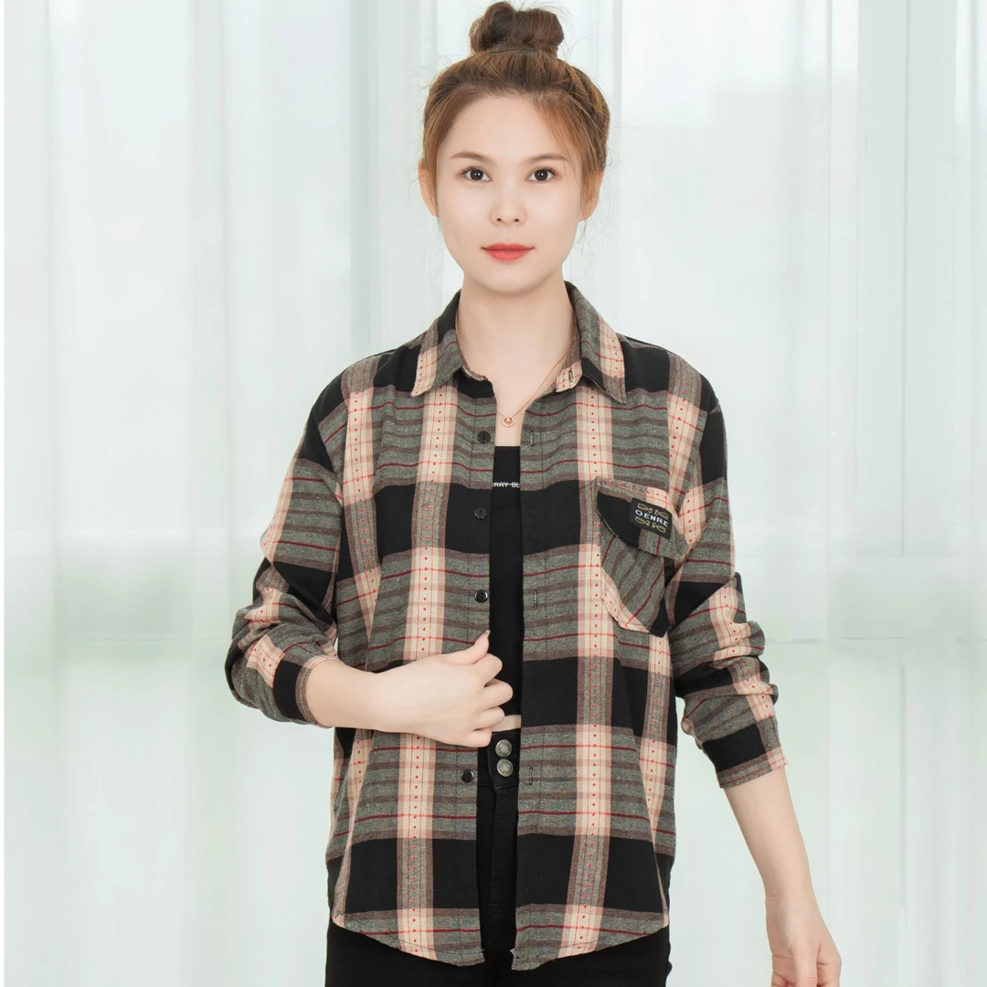 2024格子衬衫春夏秋外套百搭休闲洋气春季妈妈时尚装YT-6015