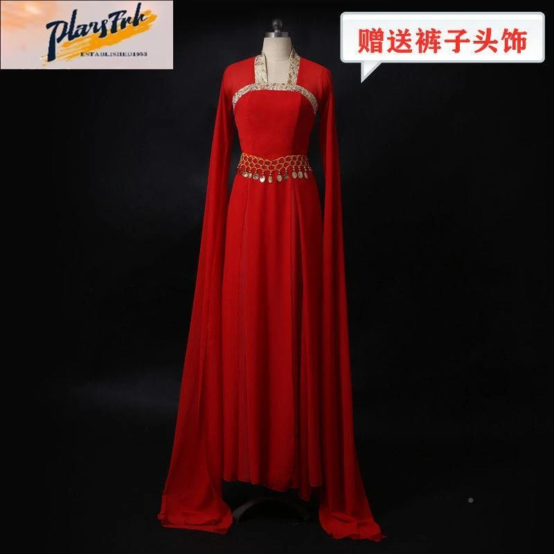 水袖舞蹈服古典红色甩袖采薇惊鸿舞汉服古风飘逸成人女长袖演出服
